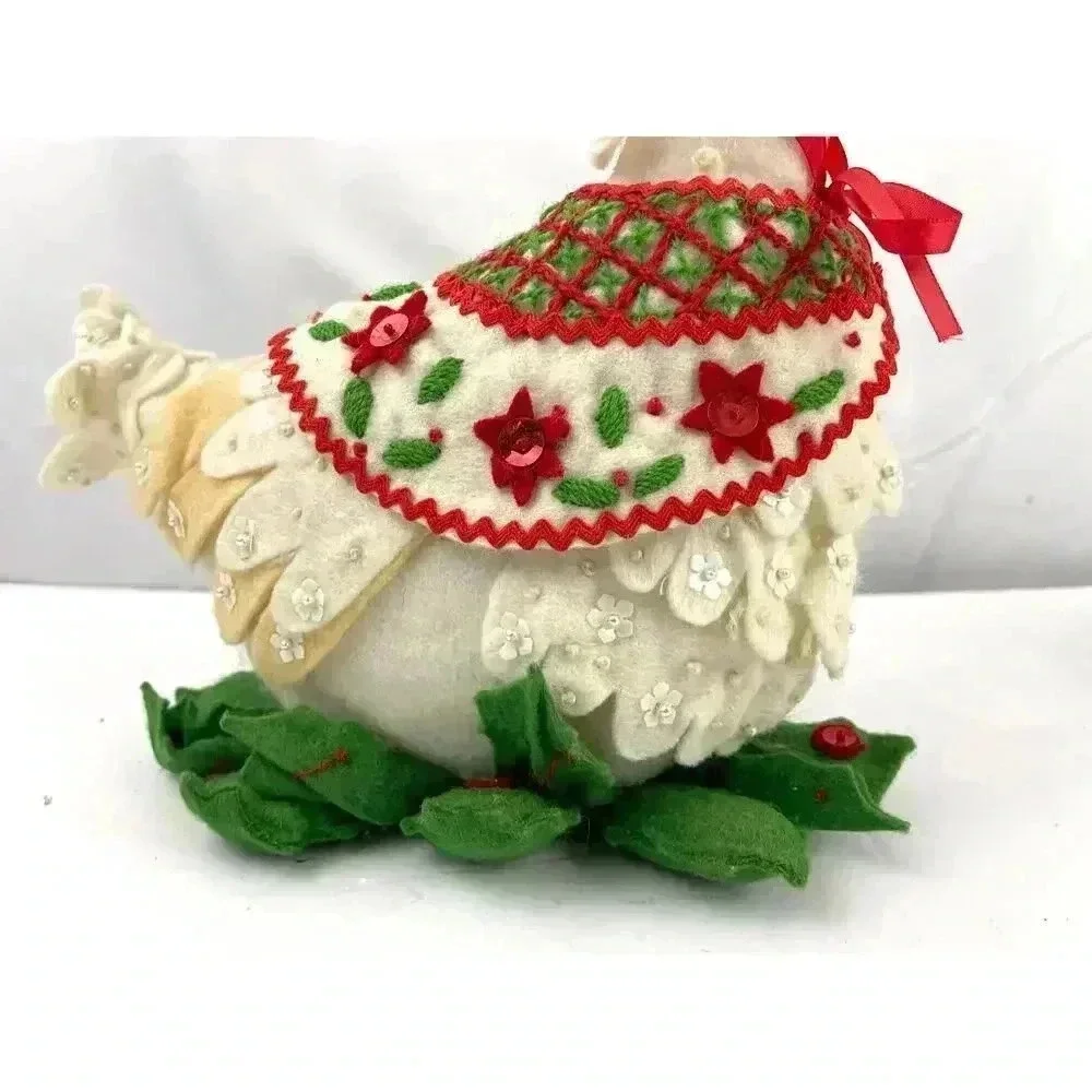 VTG Handmade Holiday Felt Duck‎ Christmas Sequined Beaded 11